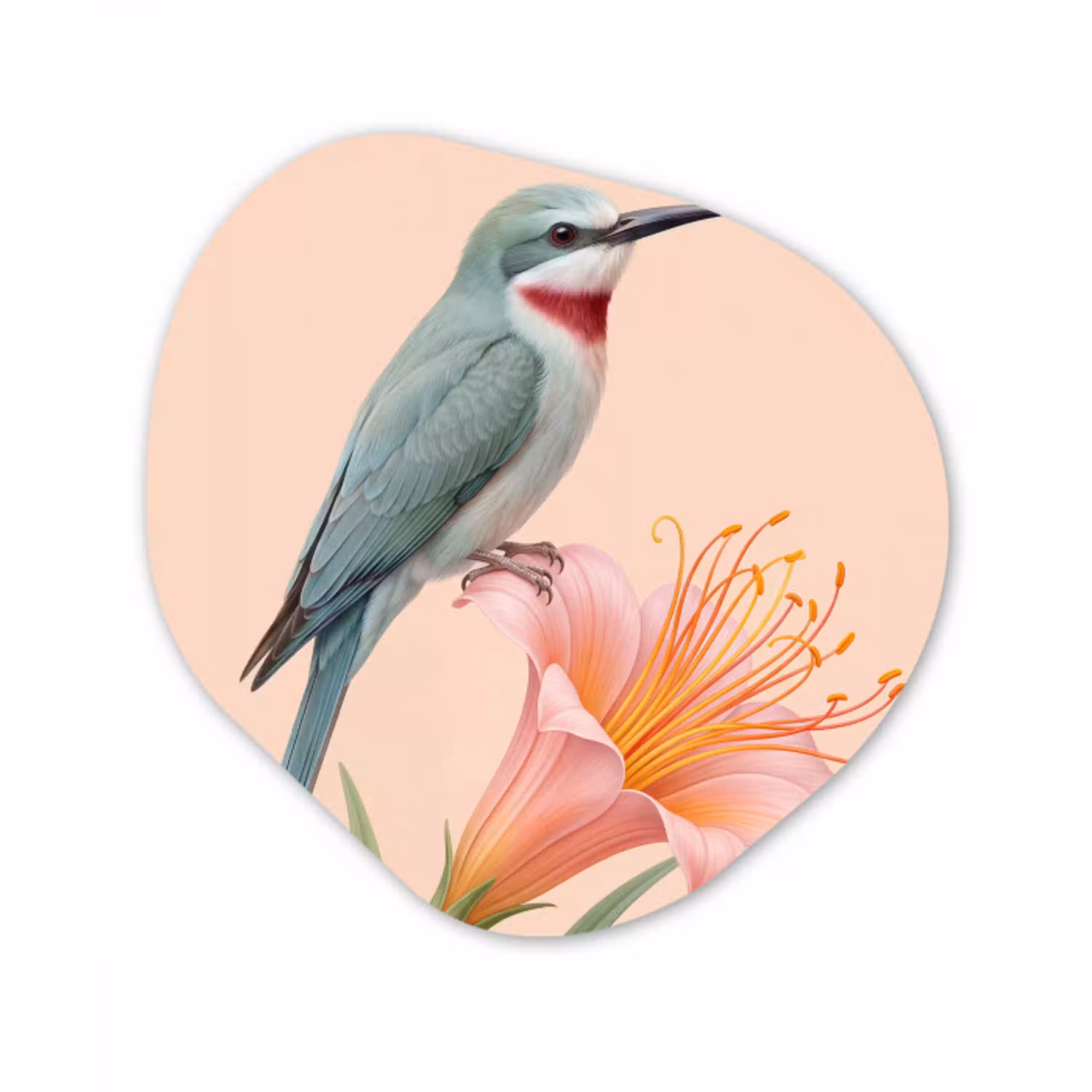 Vogel - Bloem - Natuur - Roze Wandcirkel Organisch Forex 3mm klein -3d