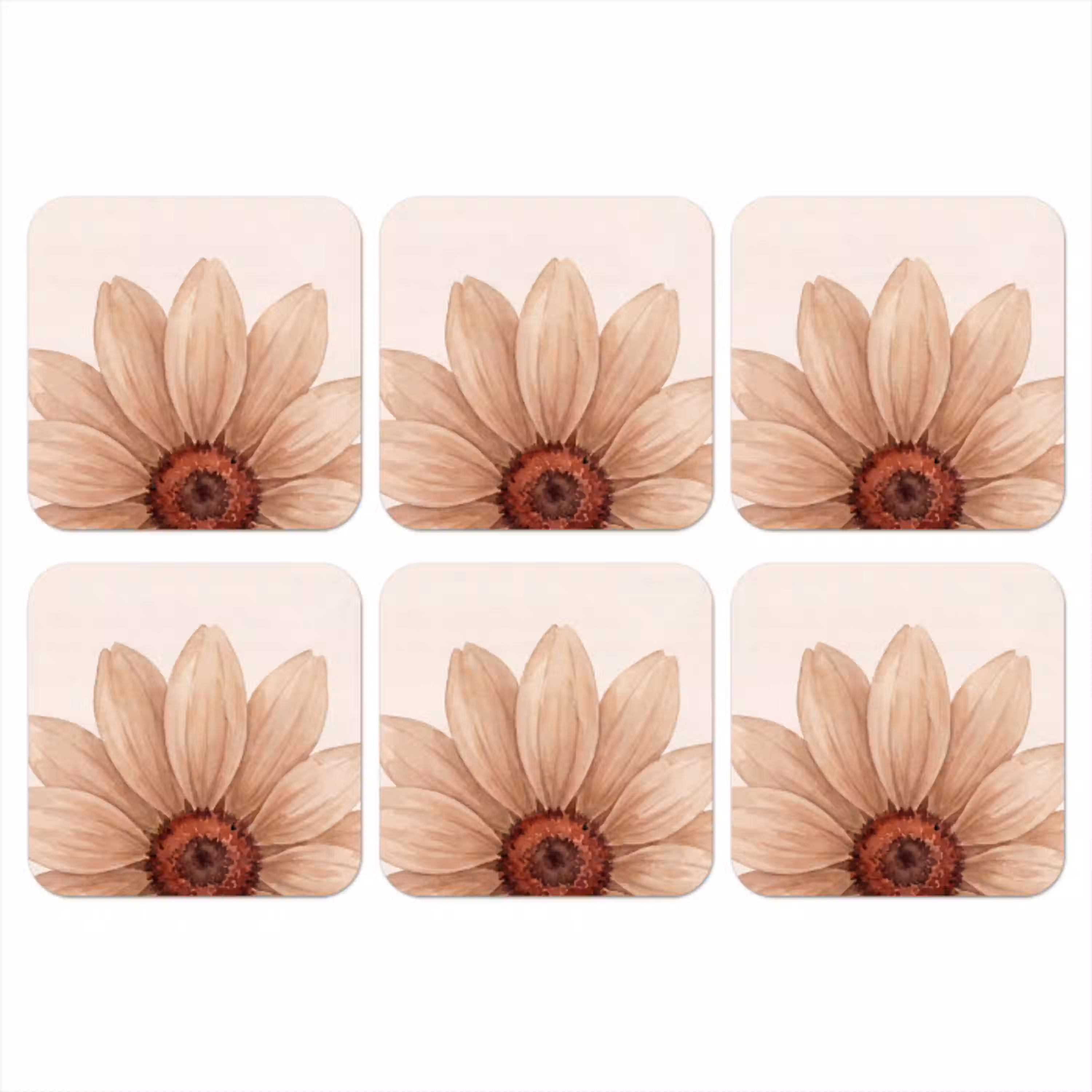 Bloemen - Bloemblad - Natuur - Aquarel - Beige onderzetter kurk middel -3d