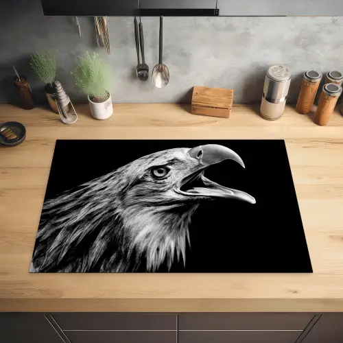 Adelaar - Portret - Roofvogels - Zwart - Wit - Vogel Inductie beschermer vinyl 3mm klein -sfeer5