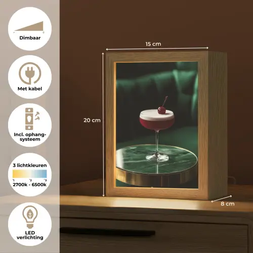 Kers - Cocktail - Rood - Marmer Light Box met kabel (Tafellamp) klein -USP_NL