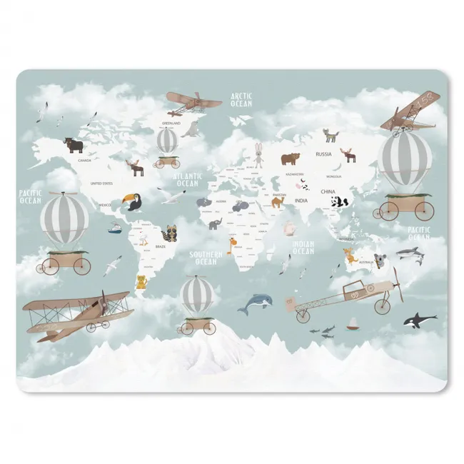 Mauspad - Weltkarte - Kind - Flugzeug