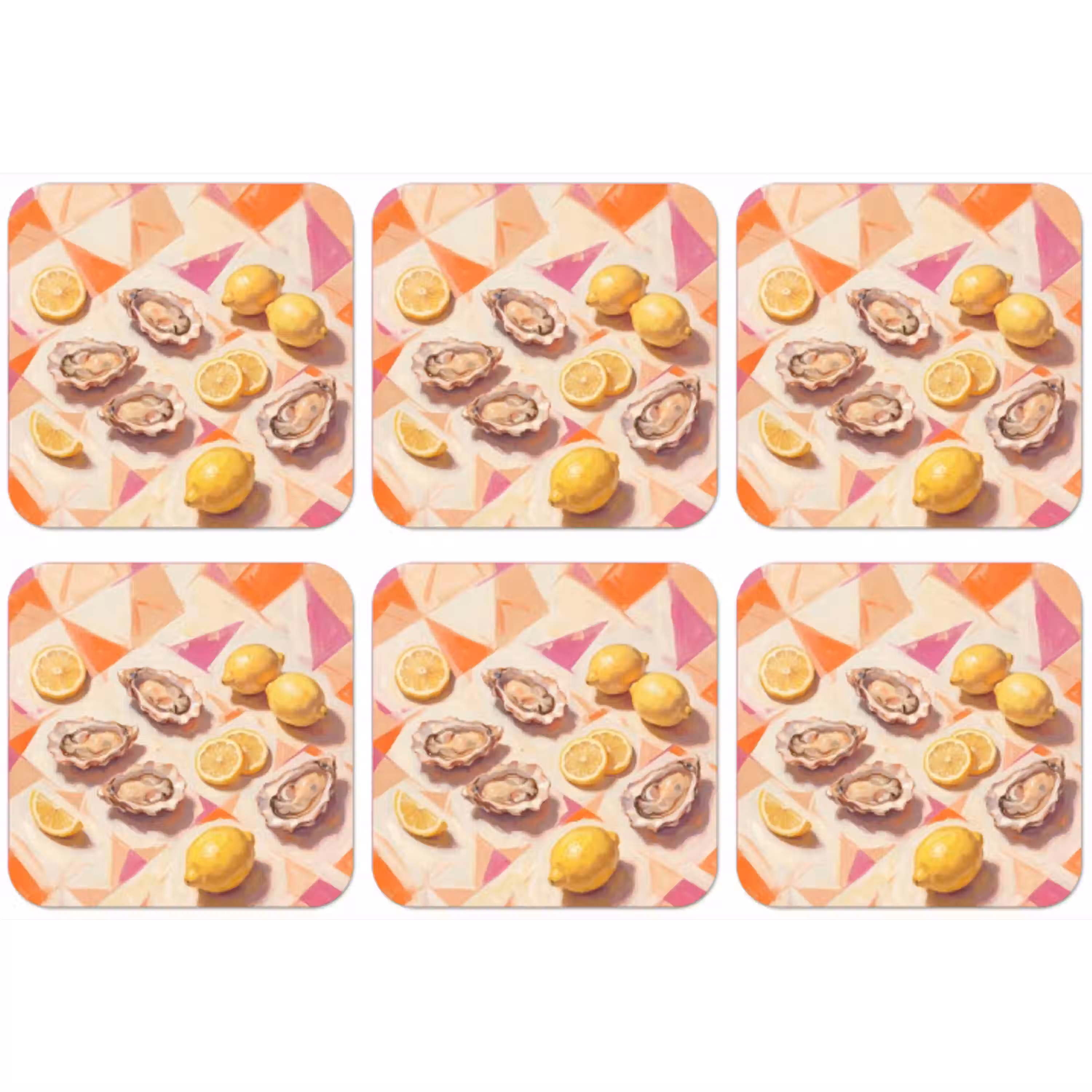 Stilleven - Citroenen - Oesters - Abstract - Oranje onderzetter kurk middel -zkaufland3dotto