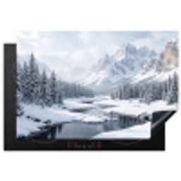Sneeuwlandschap - Bergen - Rivier - Winter Inductie beschermer vinyl 3mm klein -3d