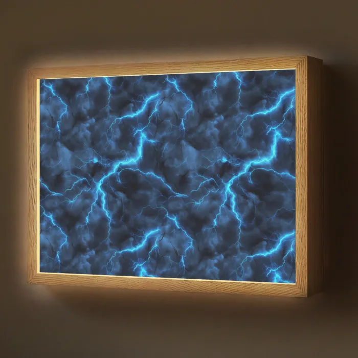 Donker - Blauw - Bliksem Light Box met batterij (Wandlamp) middel 907 -z3d_website