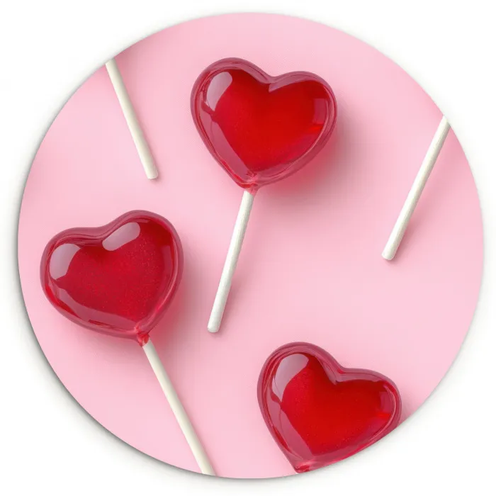 Lollies - Hartjes - Roze Wandcirkel plexiglas klein -3d