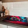Boombox - Rood - Graffiti - Neon Inductie beschermer vinyl 3mm klein -sfeer3