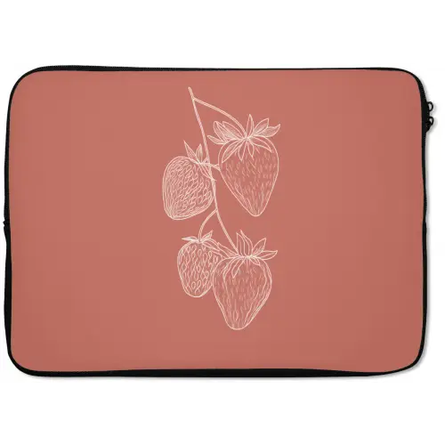 Minimalistisch - Illustratie - Aardbei - Tak laptophoes neopreen klein -zkaufland3dotto