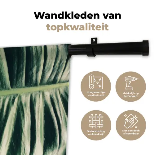 Bladeren - Tropisch - Jungle - Groen Wandkleed katoen klein -sfeer2