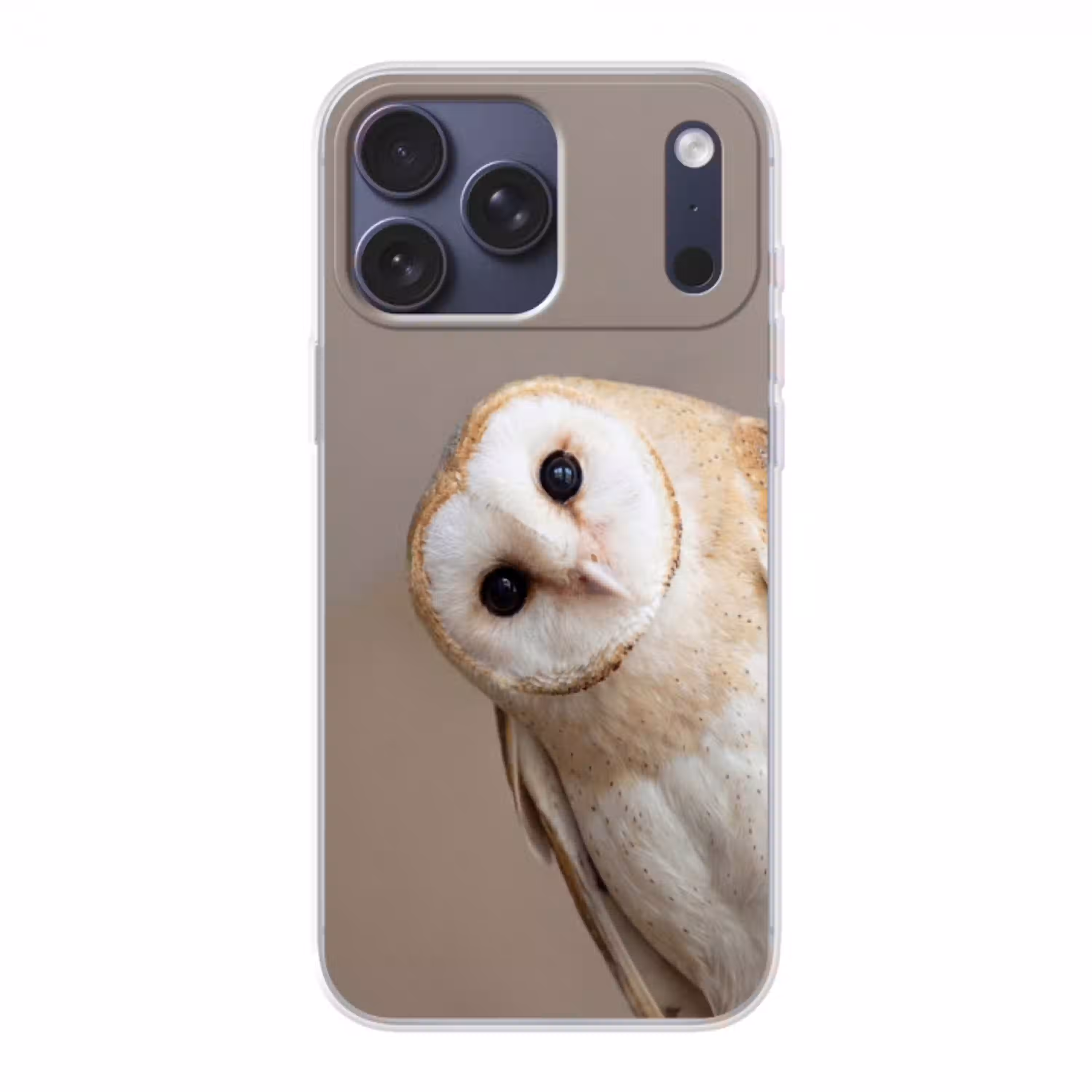 Uil - Bruin - Wit Telefoonhoesje iPhone 17 Pro Max klein -3d