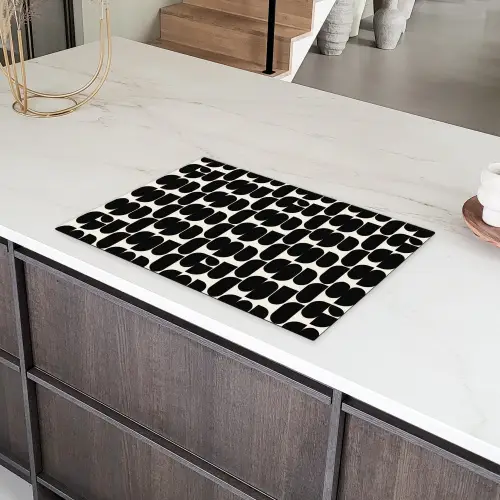 Modern - Patroon - Zwart Inductie beschermer vinyl 3mm klein 276 -sfeer8
