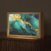 Marmer - Goud - Blauw groen - Abstract - Turquoise Light Box met kabel (Tafellamp) klein -z3d_website