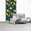 Bloemen - Bladeren - Citroenen - Blauw fotobehang vinyl groot 64 -slaapkamer