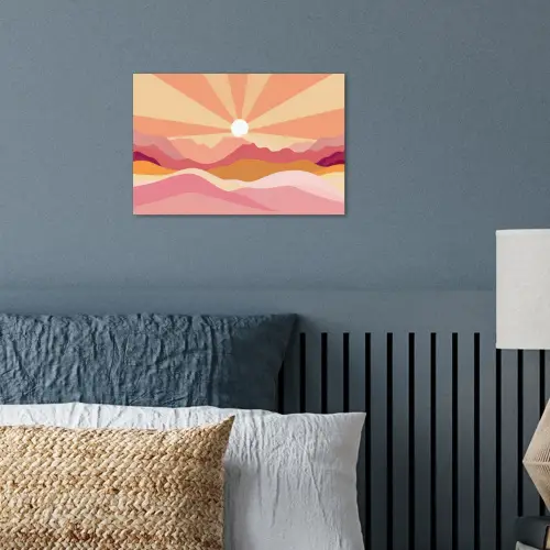 Bergen - Abstract - Zonnestralen - Roze poster papier klein -sfeer2