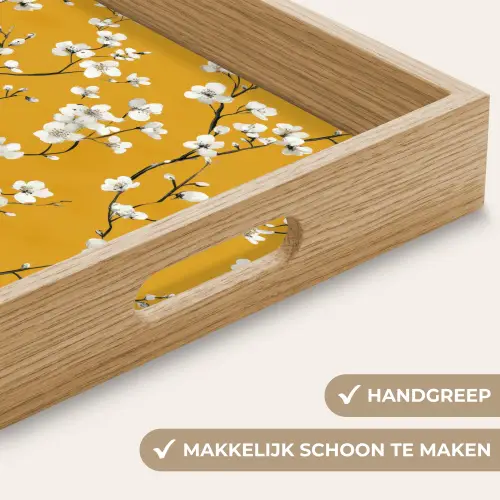 Bloesemtak - Aquarel - Geel Dienblad Rechthoek middel 911 -USP_HandgreepNL