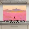 Bloemenweide - Heuvels - Silhouet - Roze keuken achterwand spatscherm klein -3d_website
