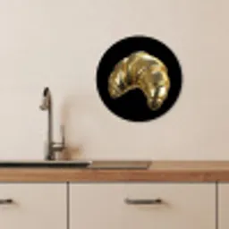 Croissant - Brood - Goud - Zwart KitchenYeah - Keuken - Wandcirkel Forex klein -sfeer3