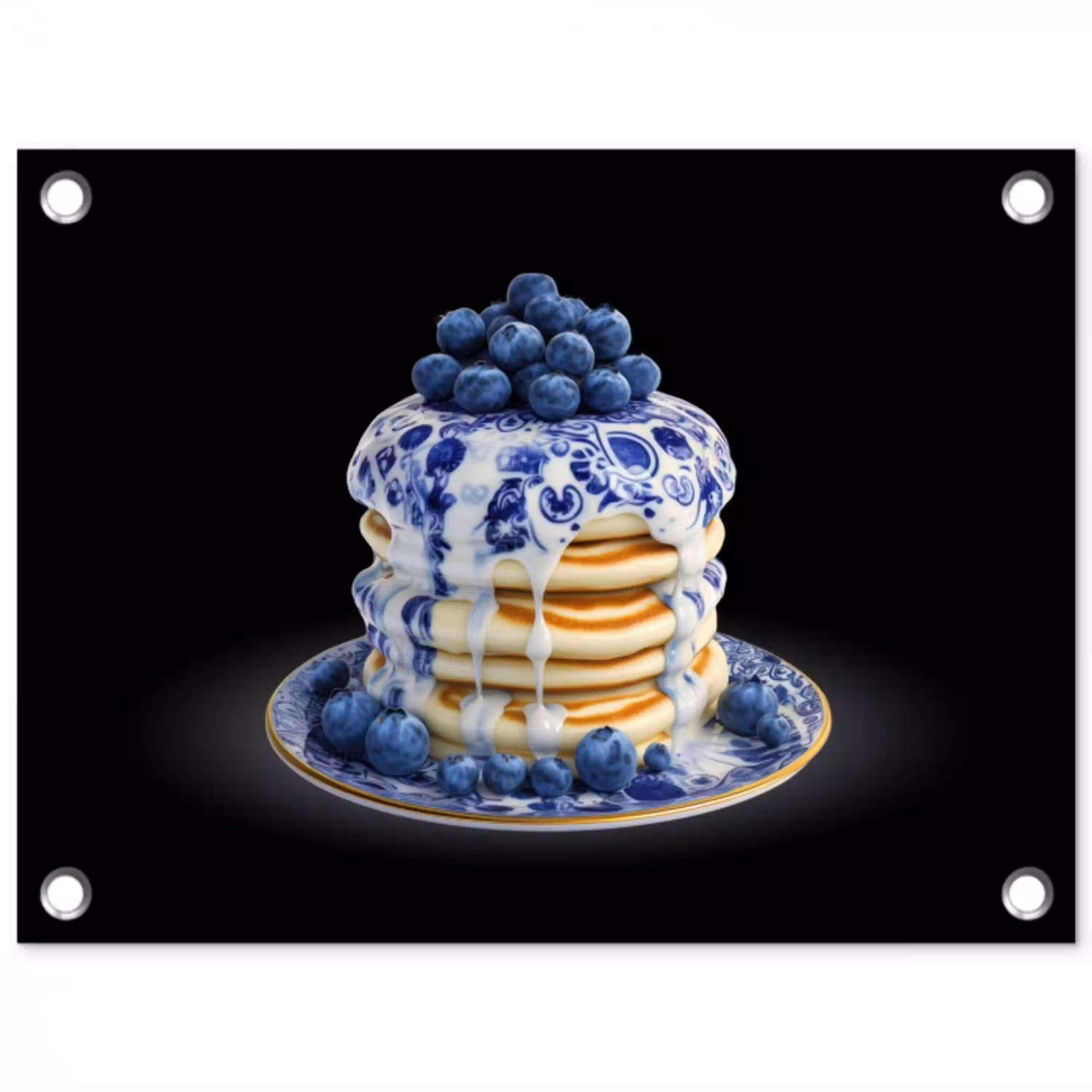 Pannenkoeken - Blauwe Bessen - Bord tuinposter los doek klein -3d