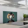 Geit - Hoorns - Kokskleding keuken achterwand spatscherm klein -3d_schuin
