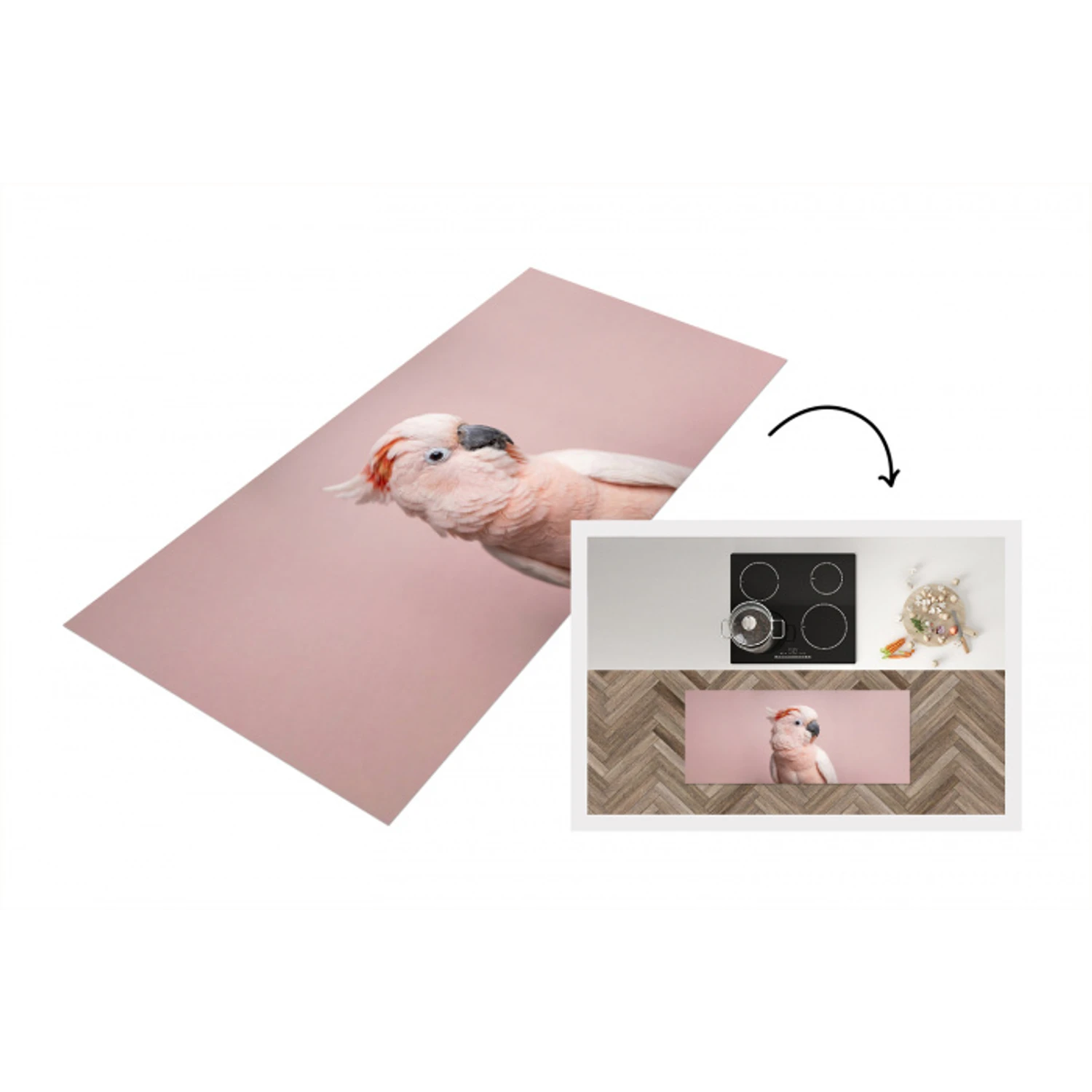 Kaketoe - Portret - Roze Keukenloper - keukenmat middel -3d