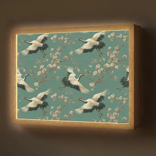 Kersenbloesem - Kraamvogels - Groen Light Box met batterij (Wandlamp) middel 907 -z3d_website