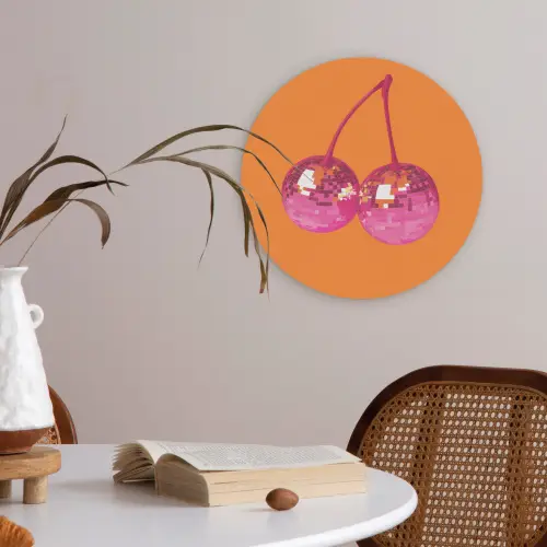 Discoballen - Kers - Spiegels - Roze Akoestische PET Vilt - Rond klein -sfeer3