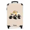 Gele monstertruck op een beige achtergrond NBS - Handbagage koffer - Kinderen Unisex middel -productfoto_recht