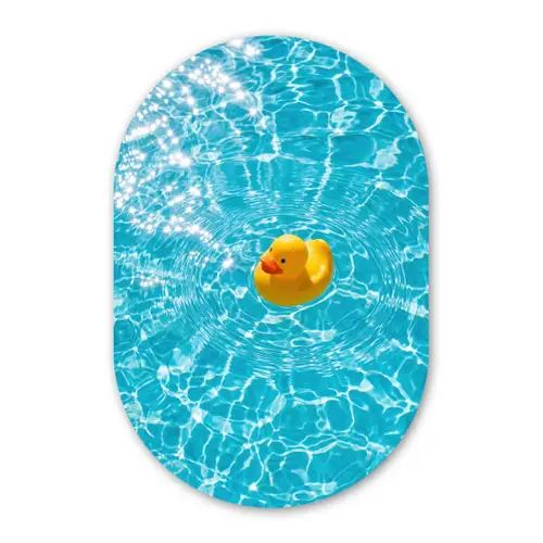 Badeend - Dobberen - Blauw Wandcirkel Ovaal Forex klein -3d