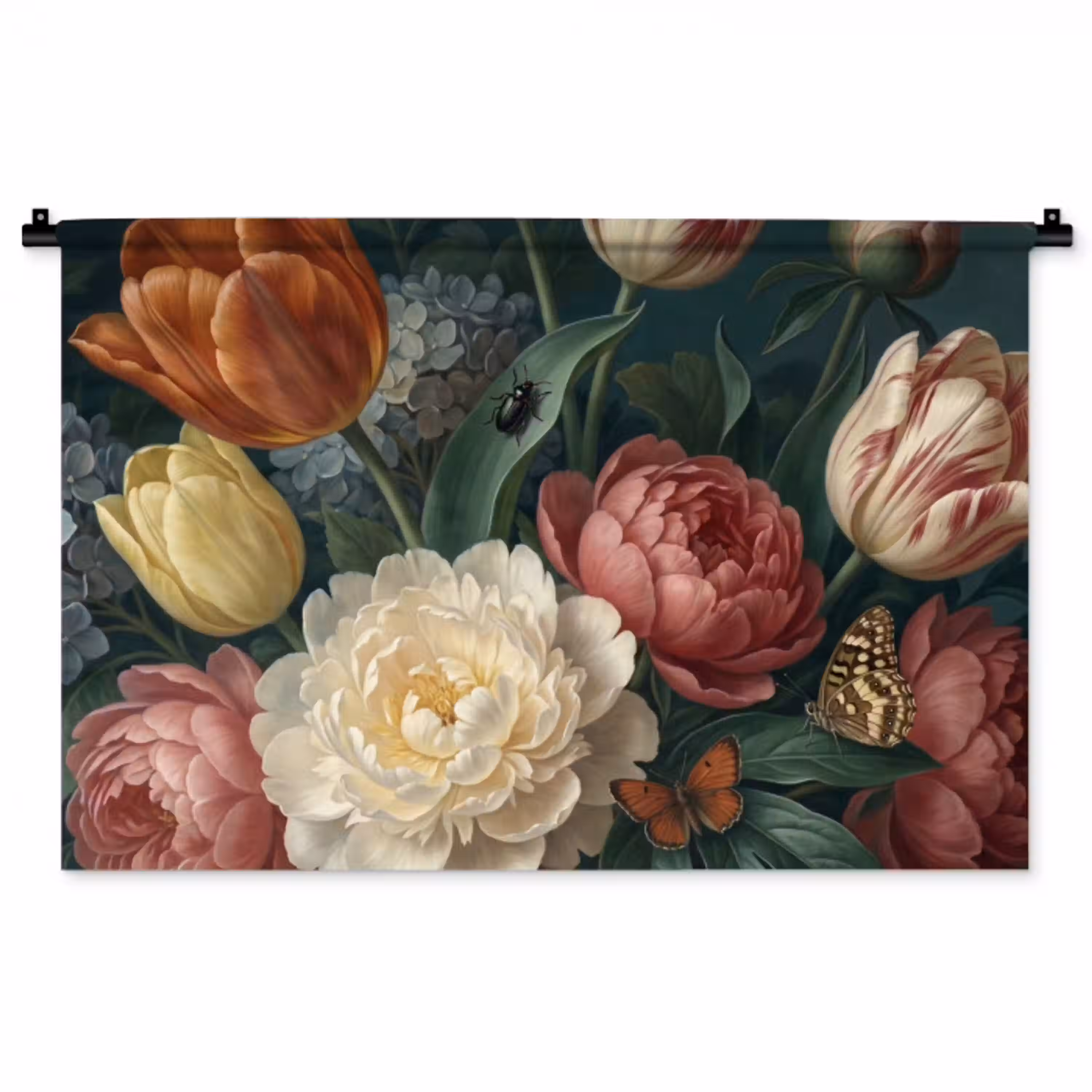 Bloemen - Boeket - Natuur - Klassiek - Donker Wandkleed katoen middel -zz3d