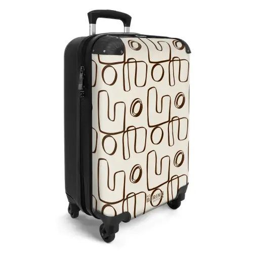 Bruine abstracte lijnen op beige achtergrond NBS - Handbagage koffer - Kinderen Unisex middel -productfoto_3d