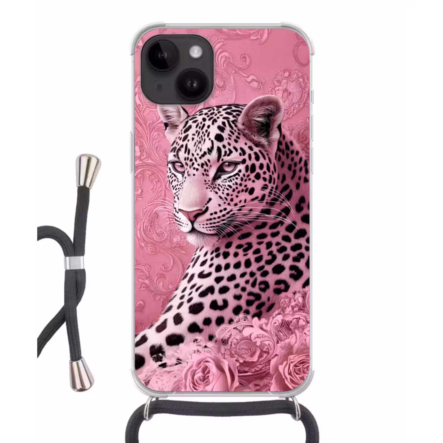 Telefoonhoesje crossbody - Panter - Luxe - Roze