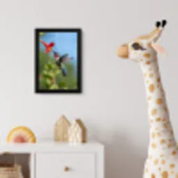 Kolibrie - Bloem - Natuur - Groen fotolijst zwart zonder passe partout klein -usfeer4_kinderkamer