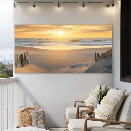 Strand - Duinen - Zonsondergang Tuinposter op houten frame 2 cm dik xxl -sfeer1