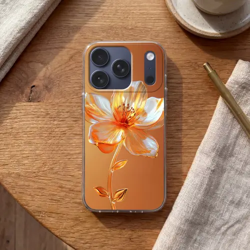 Glazen - Bloem - Oranje Telefoonhoesje iPhone 17 Pro klein -sfeer1