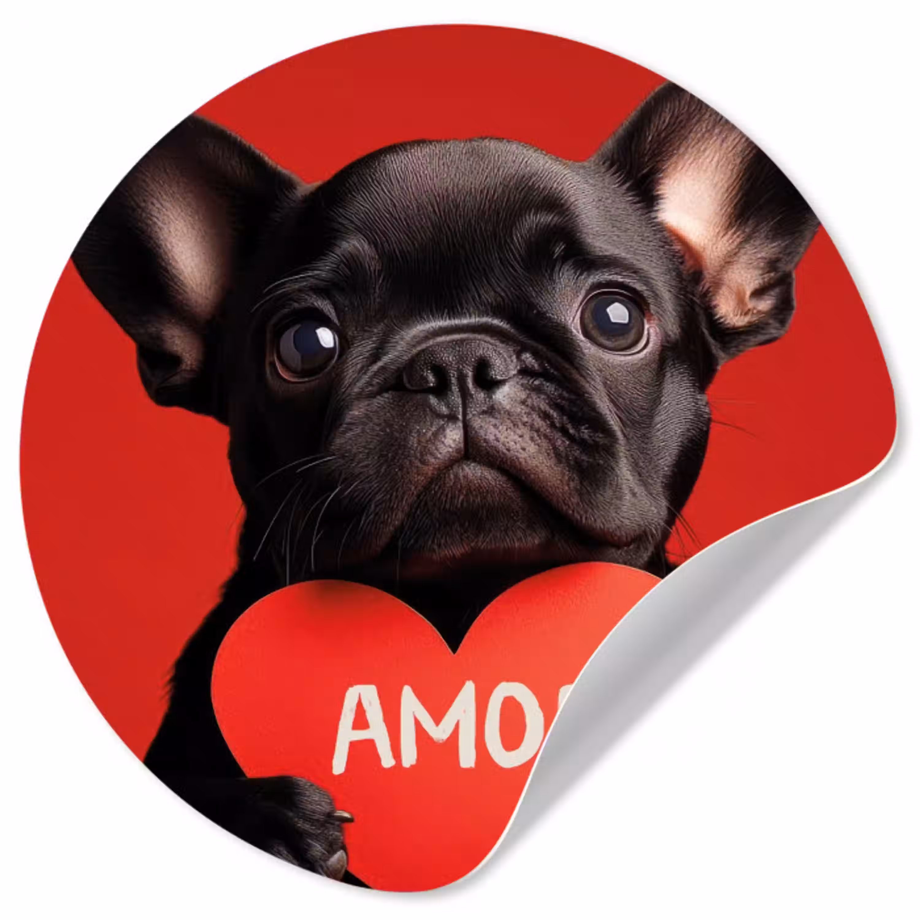 Amor - Hond  - Hartje - Rood Wandcirkel behangsticker klein -3d