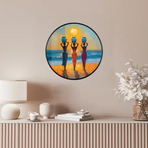 Vrouwen - Strand - Zondsondergang Fotolijst rond zonder passe partout klein -sfeer3