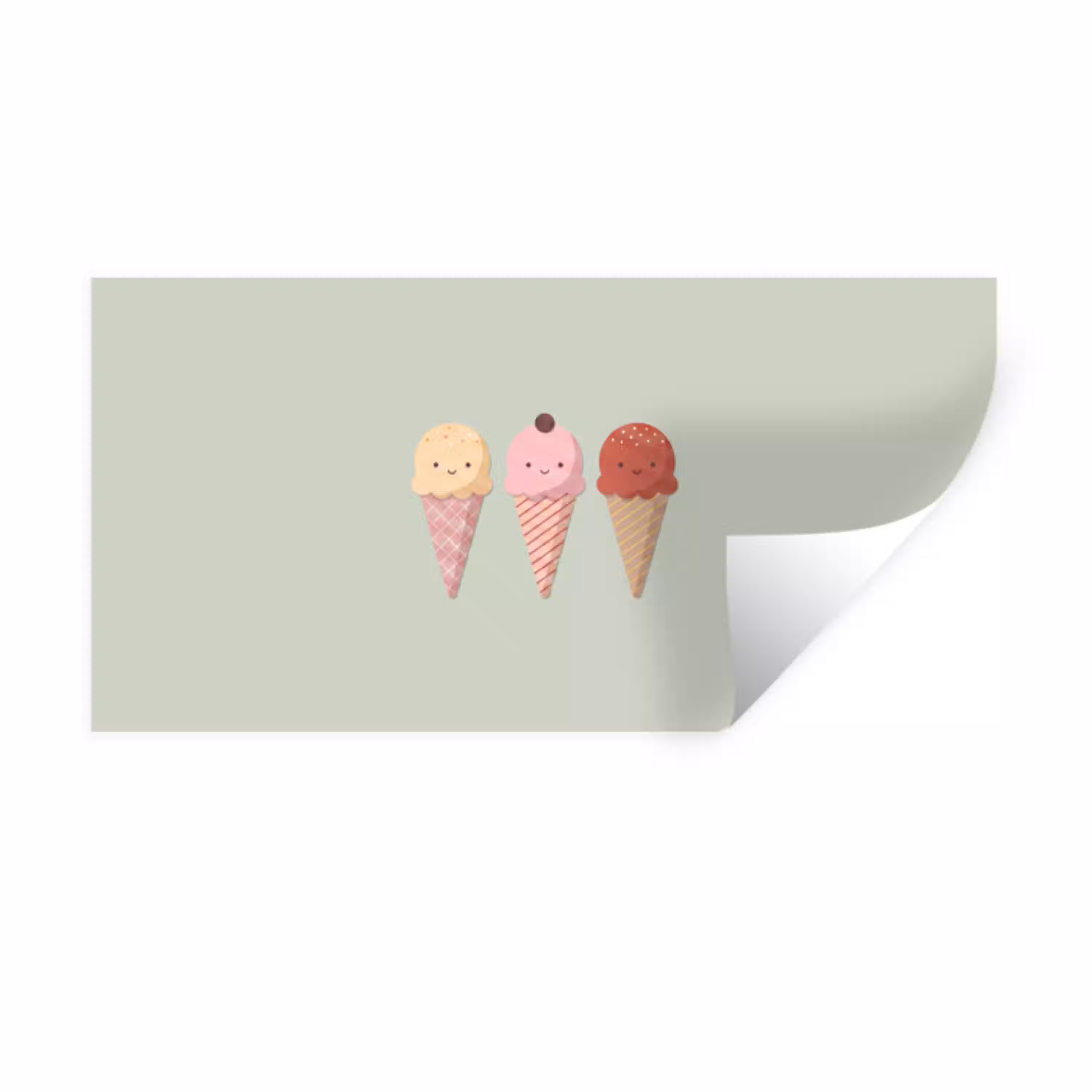 IJs - Hoorntjes - Eten - Illustratie - Vrolijk Muursticker klein -3d