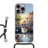 Brug - Stad - Huizen - Boot Hoesje iPhone 16 Pro Max met koord klein -3d