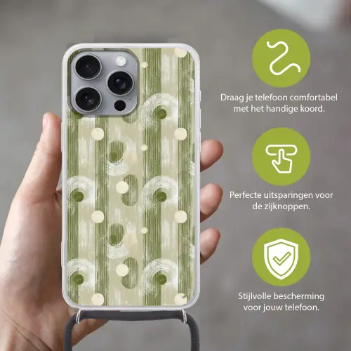 Artistiek - Modern - Groen Hoesje iPhone 16 Pro Max met koord klein 804 -sfeer2_NL