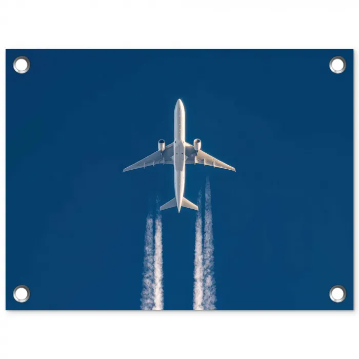 Vliegtuig - Lucht - Condensstrepen - Wit tuinposter los doek klein -3d