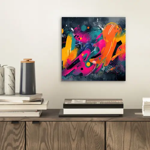 Abstract - Graffiti - Kleurrijk - Verfspatten aluminium wit klein -sfeer1