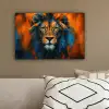 Schilderij - Leeuwenkop - Oranje canvas 2cm klein -sfeer3