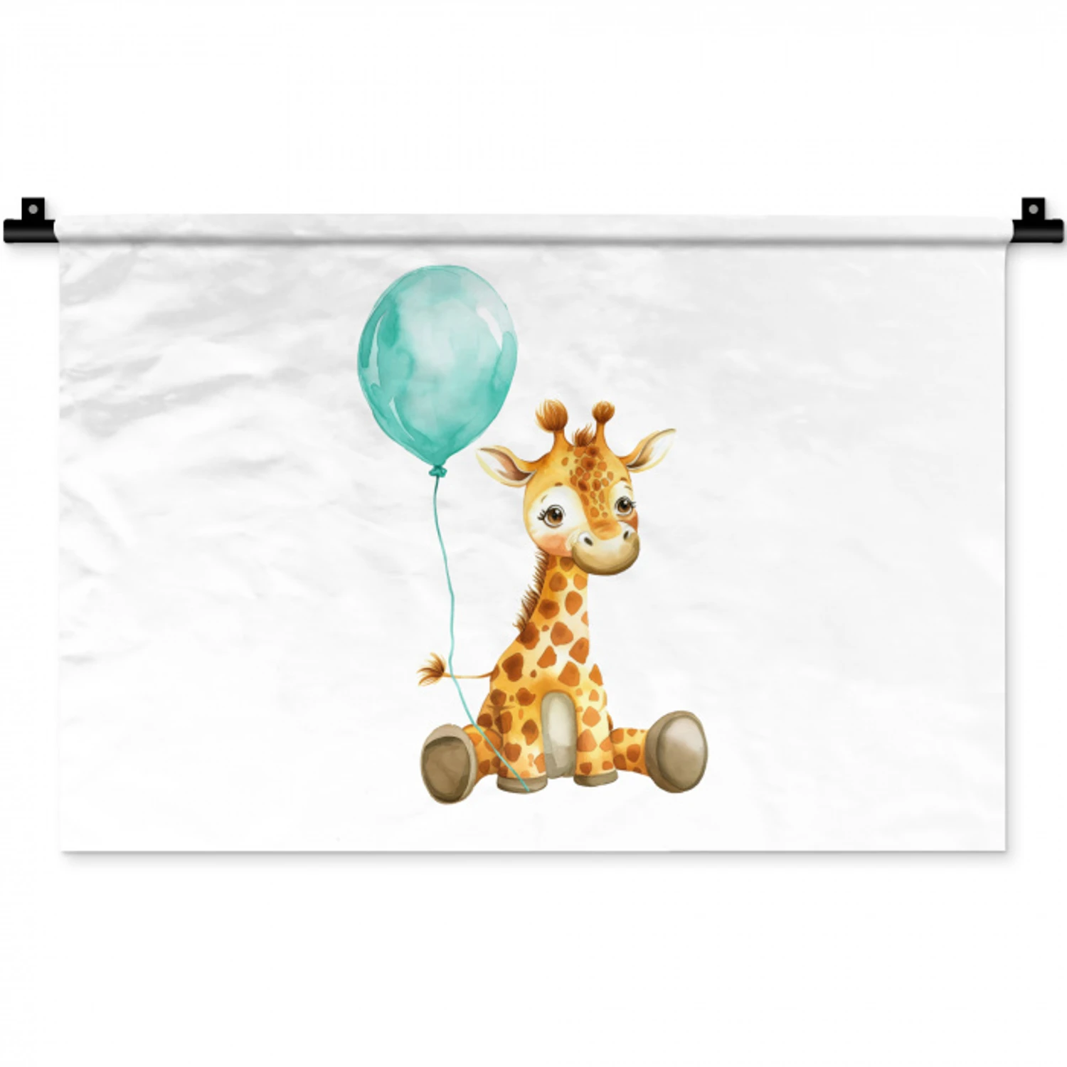 Giraf - Baby - Dieren - Blauwe ballon Wandkleed katoen klein -zz3d