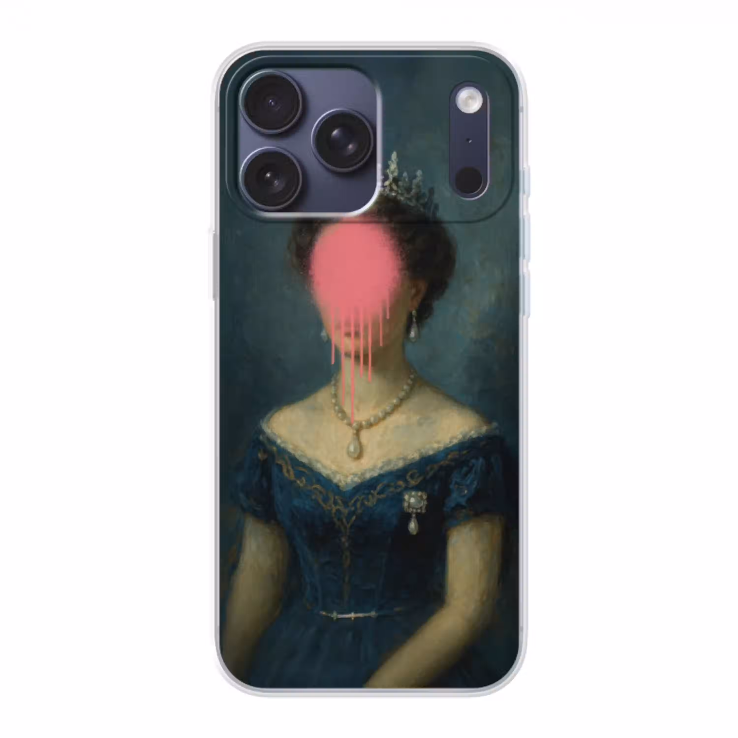Kroon - Roze druipend verf - Portret Telefoonhoesje iPhone 17 Pro Max klein -3d