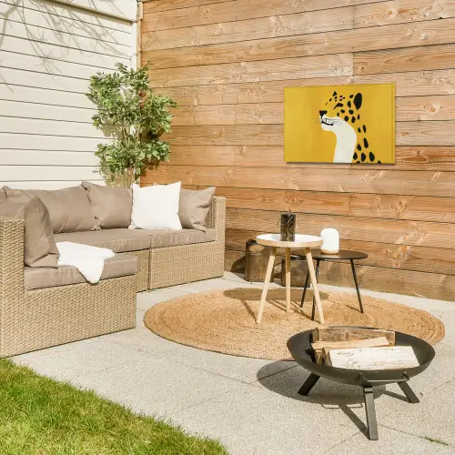 Cheetah - Illustratie - Geel Tuinposter op houten frame 2 cm dik klein -sfeer2
