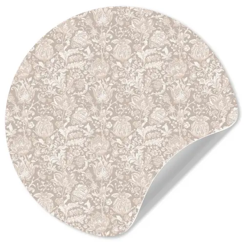 Bloemenprint - Grijs - Crème Wandcirkel behangsticker klein 186 -3d