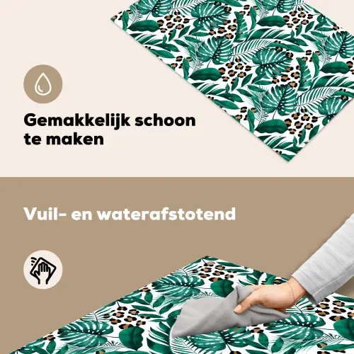 Dierenprint - Panter - Bladeren - Tropisch - Jungle Inductie beschemer met haakjes klein -ky-schoon-nl