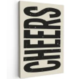 Cheers - Japandi - Zwart - Letters Tuinposter op houten frame 2 cm dik klein -3d
