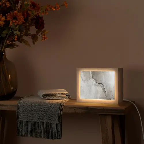 Beton - Industrieel - Grijs Light Box met kabel (Tafellamp) klein -sfeer4