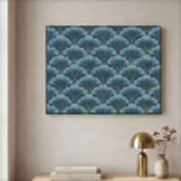Patroon - Ginkgoblad - Blauw Textielframe zwart klein 947 -sfeer2
