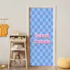 Sweet dreams - Vierkanten - Roze - Blauw deurposter klein -sfeer4
